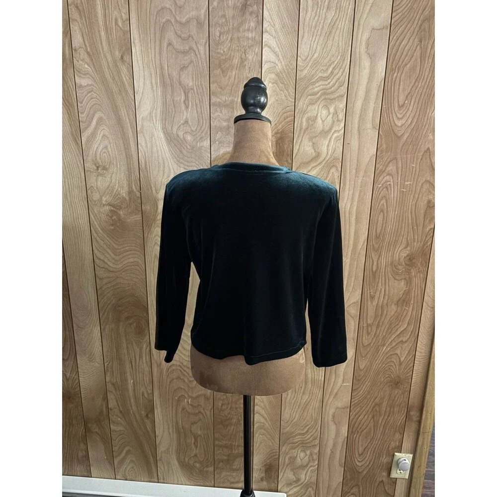 Only In L.A. La Forest Green‎ Velvet Cropped Cardigan Size Medium Vintage